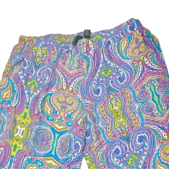 Cynthia Rowley Paisley Print Shirred Pocket Elastic Waist Jogger Pants Sz Large - Picture 3 of 7